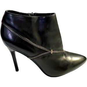 EVA & ZOE To The Point Ankle Booties, Leather, Sz 10, Stilettos, Goth, Badie